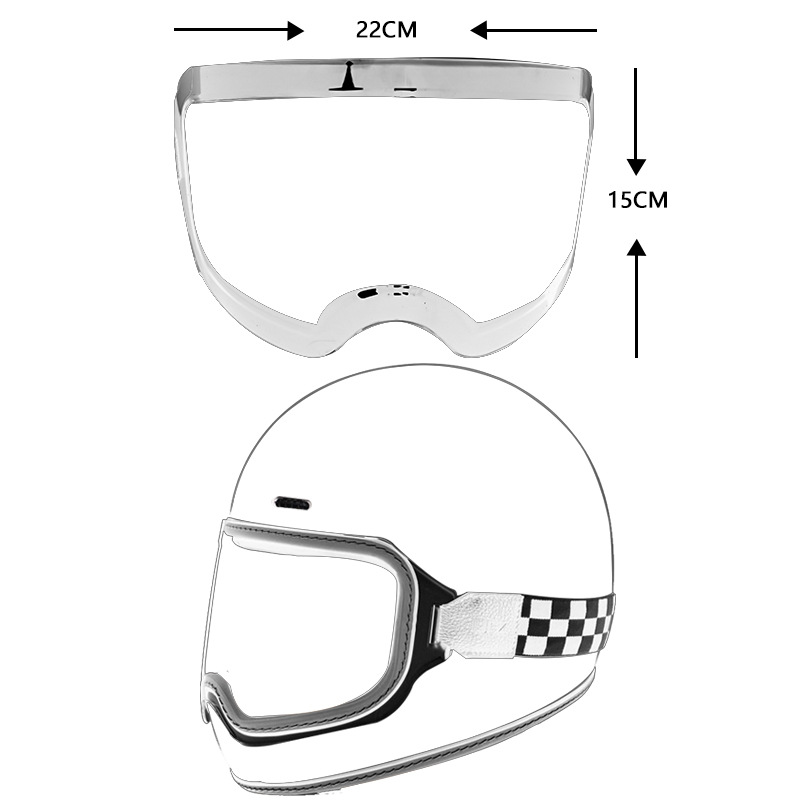 Orz-729 Correa gafas motocicleta casco burbuja espejo 3/4 retro medio casco verano casco cuatro estaciones estilo transparente