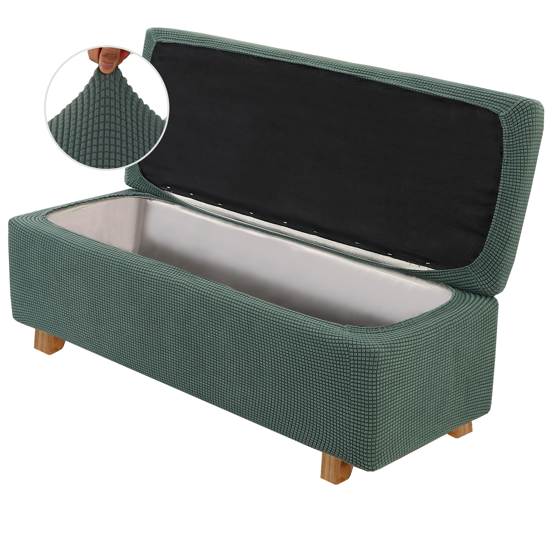 Cross-border Amazon best selling pineapple grid two-piece rectangular ottoman solid color elastic home sofa sheath