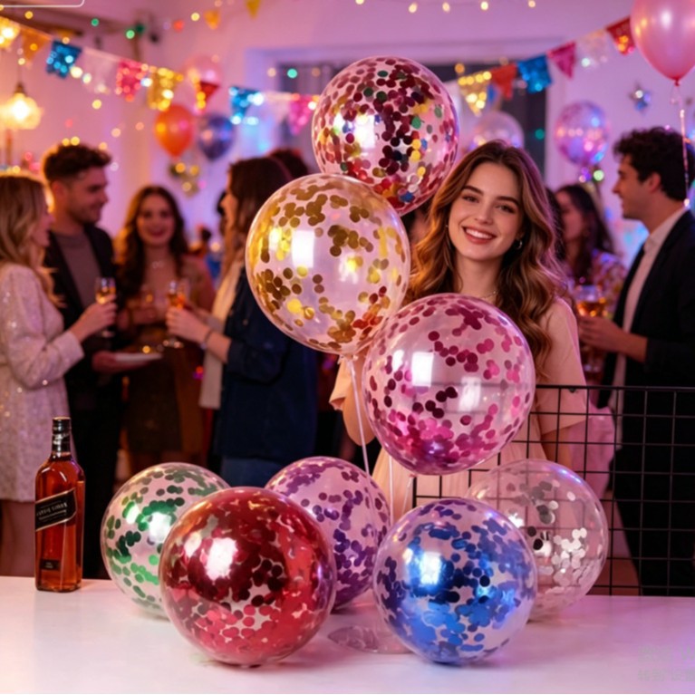 Globos de 12 pulgadas con confeti de aluminio de colores y lentejuelas, globos de espuma con lentejuelas para decoración de bodas.