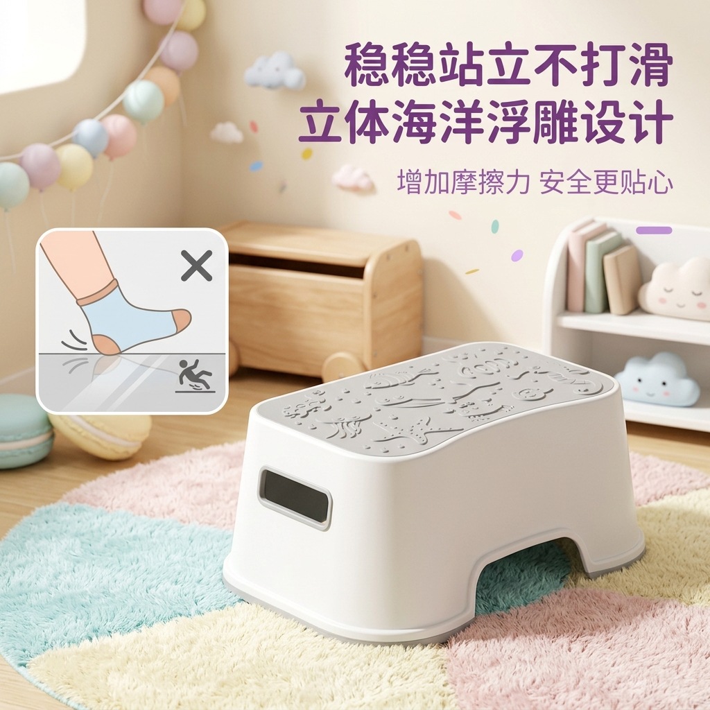 Baño de viento nórdico pedal taburete para niños aumentando la altura de los taburetes antideslizantes para bebés que van al baño pedal taburete al por mayor