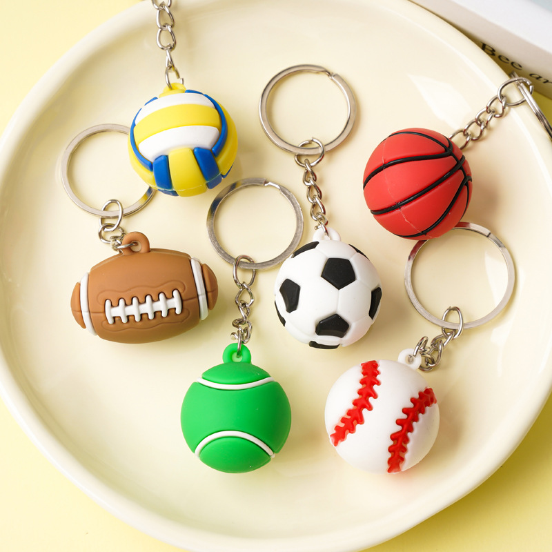 Creative cartoon football basketball volleyball keychain PVC from…