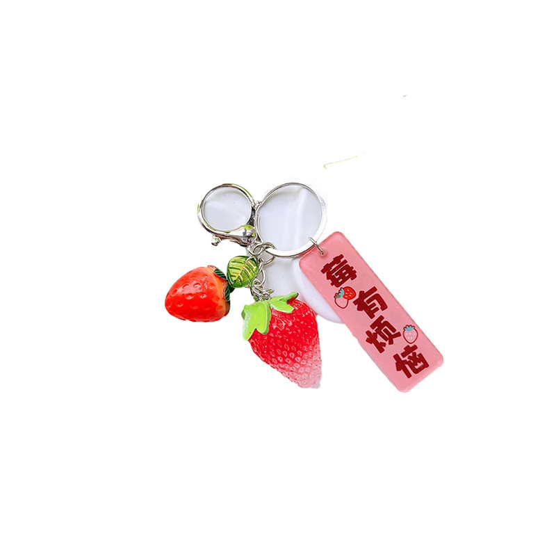 Acrylic Fruit Keychain Pendant, Cute Mini Charm with Leaf Tag, Single or Multi‑Piece Options