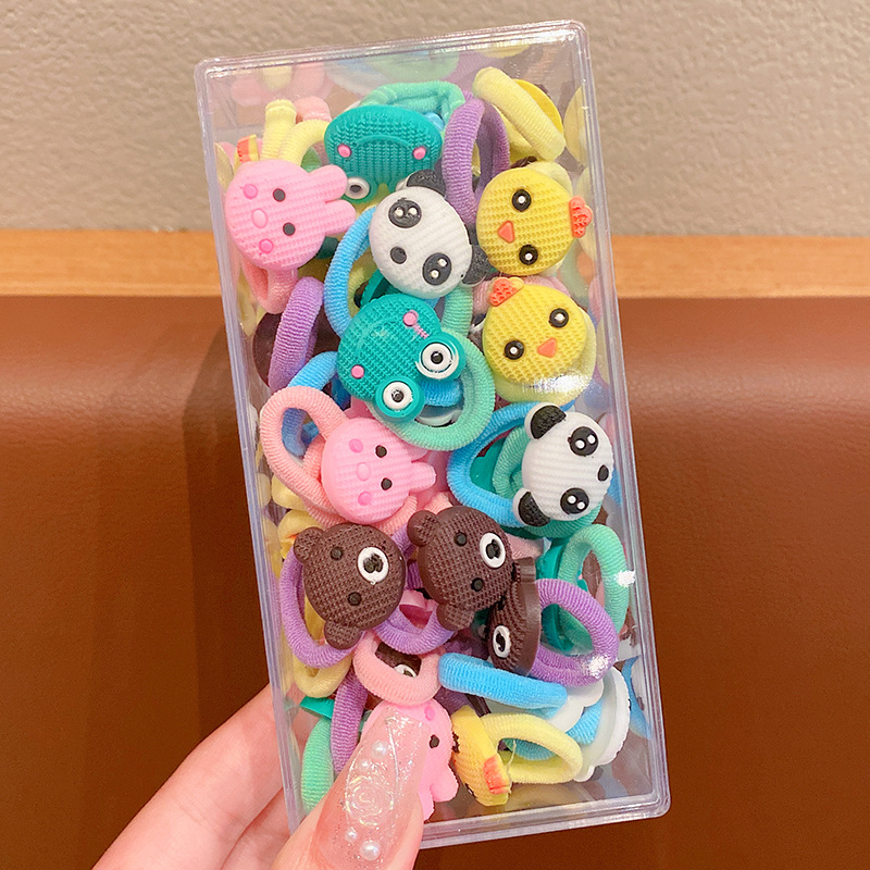 Las bandas de goma para niños no dañan el cabello, anillo de toalla de dibujos animados para bebés, alta elasticidad, cuerda para atar el cabello para niñas, banda de goma para bebés