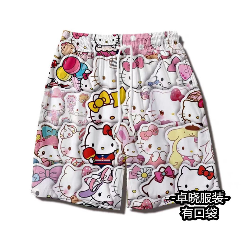 For Boyfriend Summer Hello Kitty Sports Shorts Men's and Women's Cartoon Cute Five-point Pajama Pants All-match Couple's Beach Pants For Boyfriend Summer Hello Kitty Sports Shorts Men's and Women's Cartoon Cute Five-point Pajama Pants All-match Couple's Beach Pants