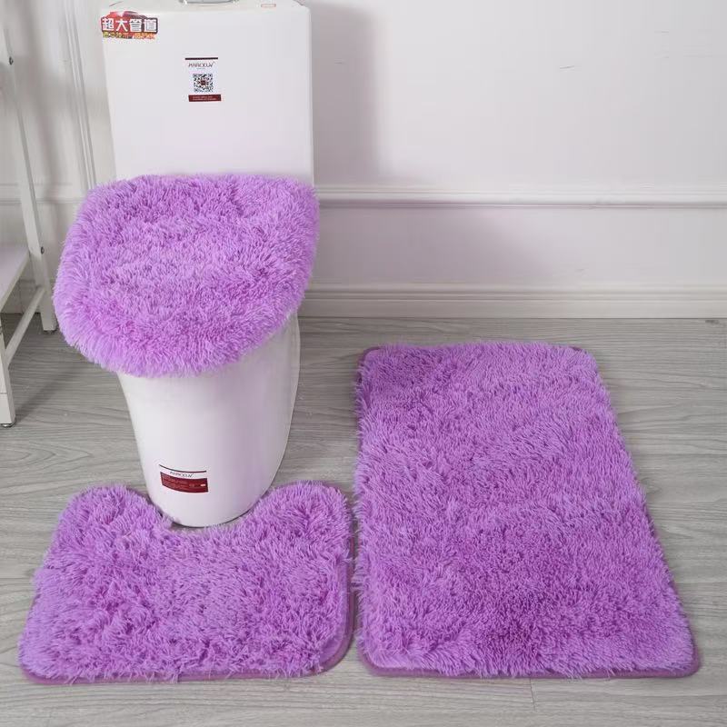 Grenzüberschreitendes Dropshipping: Dreiteiliges Set aus Seidenwolle-Toilettenteppich, rutschfest, für Bad, Küche und Eingangsbereich, wasserabsorbierend_voghion.com