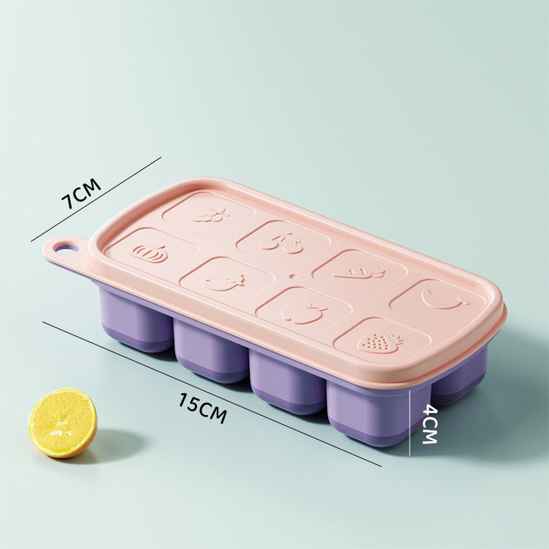 蓋付きクリエイティブ製氷皿、ベビー型製氷ボックス、食品グレードの冷蔵製氷皿、栄養補助食品ボックス、冷蔵庫、自家製アイスキューブ|undefined