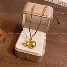 新中式古法沙金葫芦吊坠项链女福禄高级感轻奢小众手工编绳毛衣链