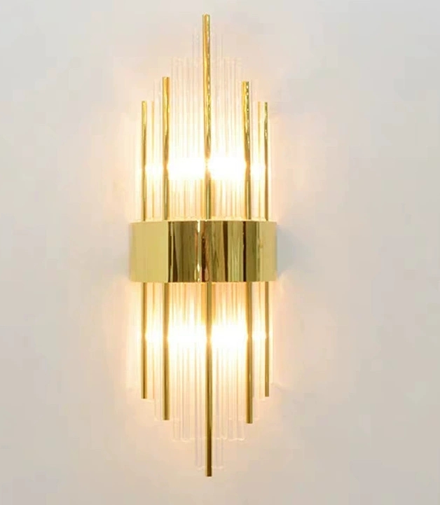 Wall Sconce stainless steel — Modern minimalist crystal wall lamp, 29×9×29 cm, light-luxury style