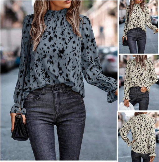 2023 hot sale new cross-border European and American autumn and winter pullover long sleeve half turtleneck versatile women's wear shirt for women 2023 hot sale new cross-border European and American autumn and winter pullover long sleeve half turtleneck versatile women's wear shirt for women
