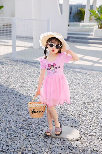 Children's unisex one-piece summer dress Korean style stylish little girl princess dress cute baby swimsuit