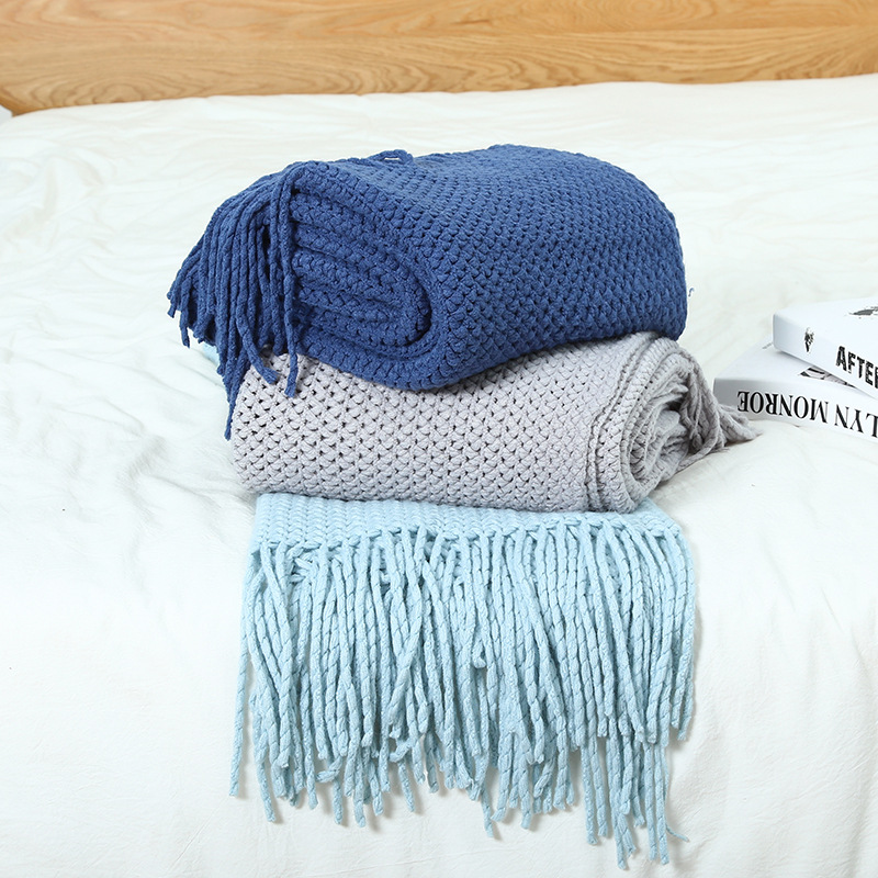 沙发毯子办公室午睡毯毛线名宿酒店床尾毯盖毯夏季午休空调针织毯