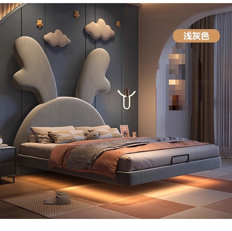 Cama infantil minimalista italiana para niños y niñas cama princesa lujosa y moderna. Cama de cuchilla. Cama infantil de madera de arroz