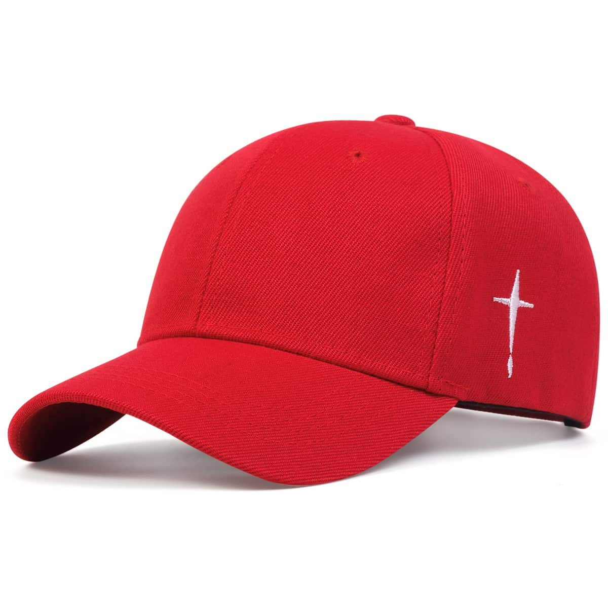 빨간 모자 흰색 자수 모델