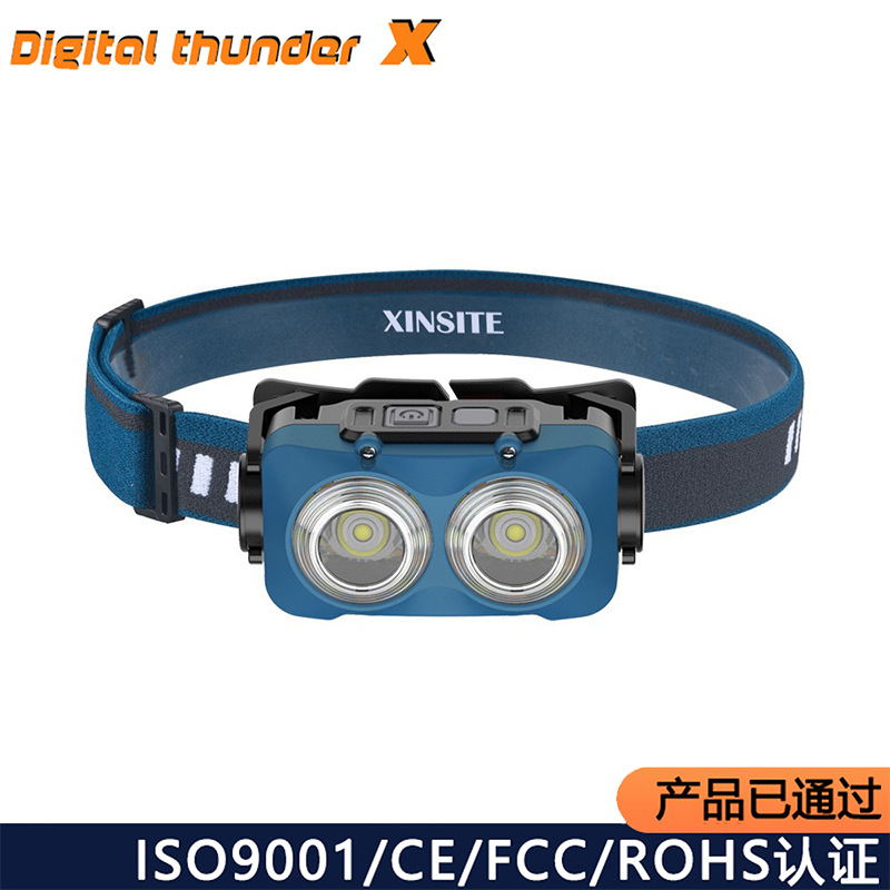 Nuevo faro de luz fuerte al aire libre transfronterizo carga súper brillante montado en la cabeza faro de pesca nocturna COB lámpara de minero a prueba de agua