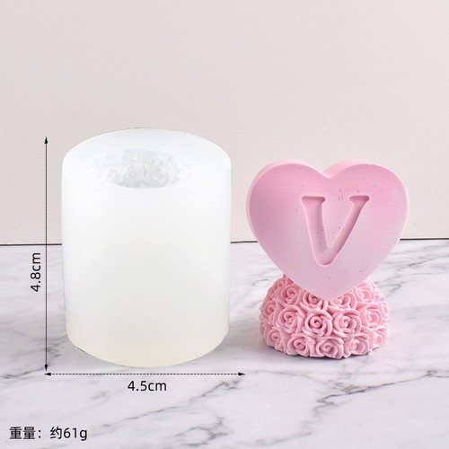 Heart-shaped Rose Candle Mold, Scented Love Flower Column Candle Mold, Valentine's Day Gift DIY Silicone Gypsum Mold