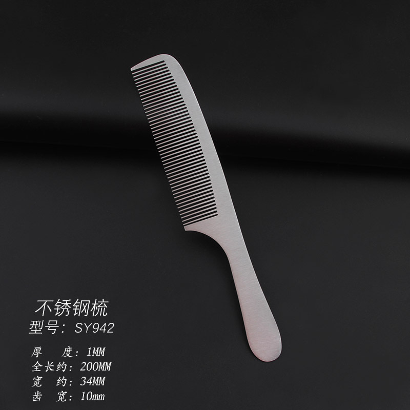 Peine de corte de pelo de acero inoxidable peluquería cabeza plana peine de doble uso peine estilista peluquería peine de acero peine de pelo de los hombres corte de pelo peine de acero