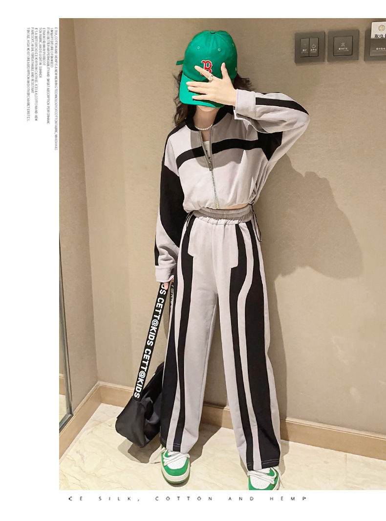 Ensemble deux pièces de sport décontracté pour filles, nouveau Design Sense, vêtements tendance pour enfants, printemps et automne 2023_voghion.com