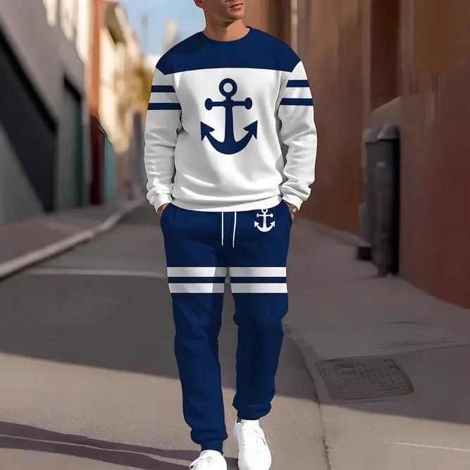 2025 nuevo estilo Amazon comercio exterior color transfronterizo degradado manga larga cuello redondo suéter pantalones traje ME1 ML1