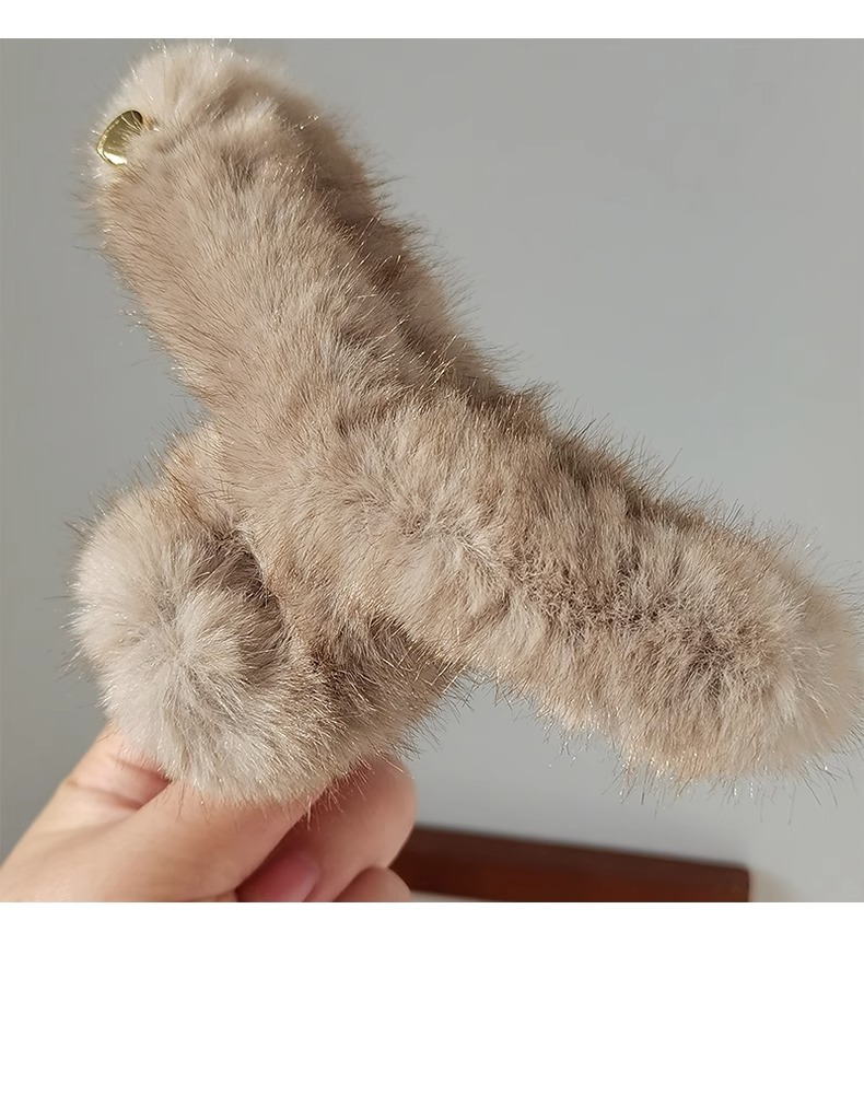 Hair clip Premium plush clip Oversized style back of head shark clip_voghion.com