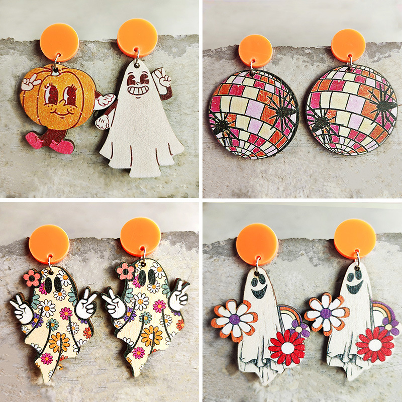 Retro ghost cute earrings