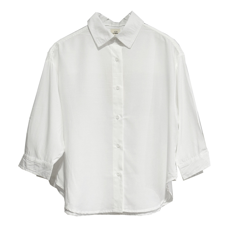 Camisa blanca para niñas 2023 Verano nuevos niños medios y grandes niños hip hop drapeado camisa padre-hijo delgada ropa de protección solar moda