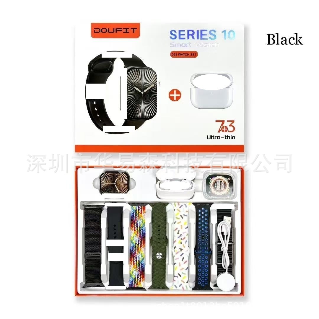 Cross-Border D28 Watch Set Smart Watch Bluetooth Headset Set S10 Integrated Shell 7+3 Set Watch10