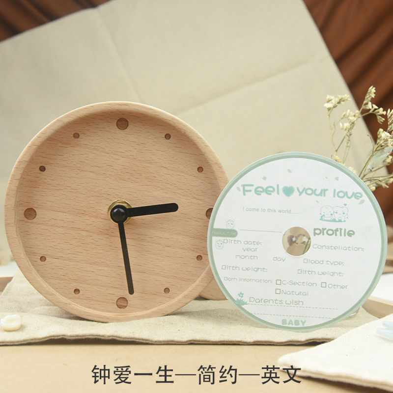 Clock pequeño creativo, decoración para niños, caja de dientes de leche de madera, caja de dientes de leche de reloj de amor de por vida