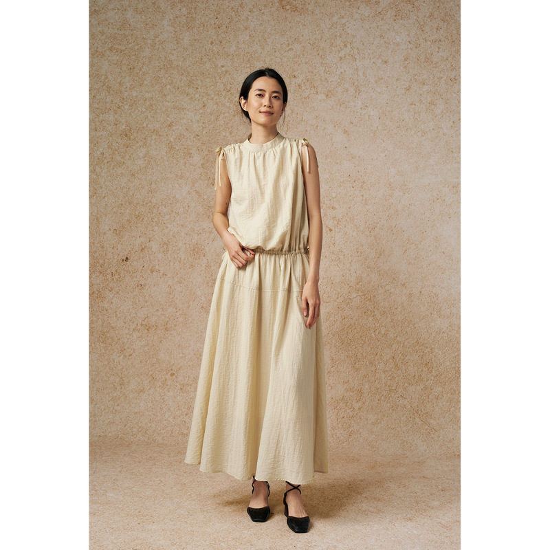 Comos Cms A-Line Sleeveless Drawstring Waist Slimming Vest Dress for Women Summer New Long Dress 258387