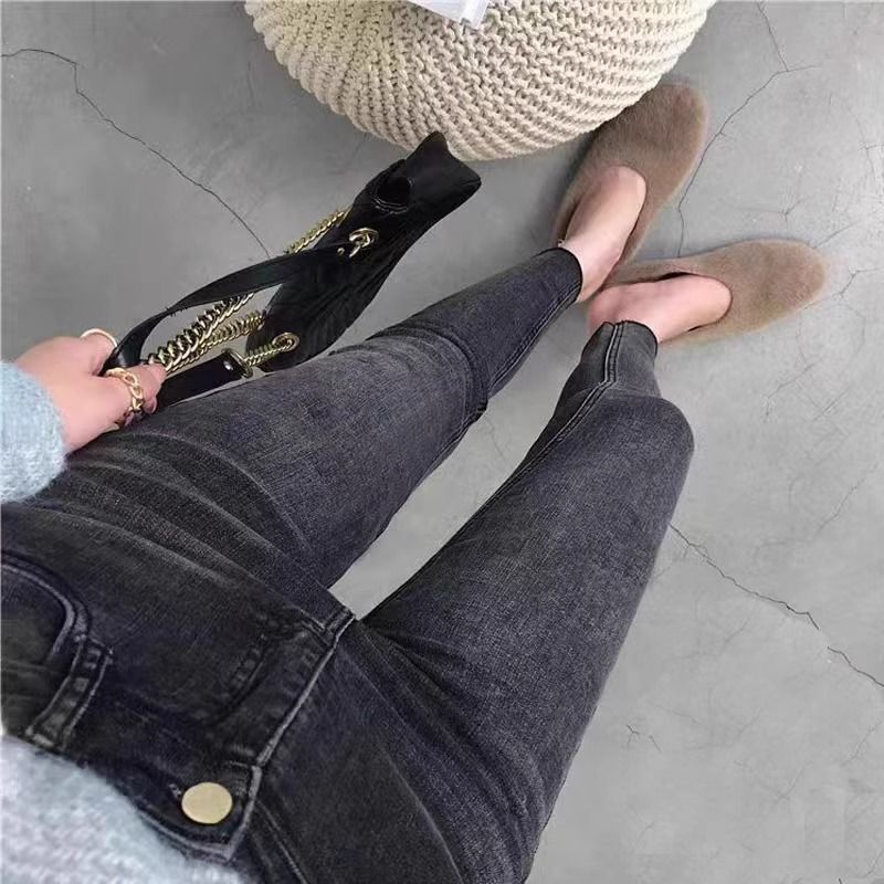 Black and Gray Women's Cropped Jeans 2025 New High-Waisted Slimming Frayed Elastic Skinny Cropped Pencil Pants Black and Gray Women's Cropped Jeans 2025 New High-Waisted Slimming Frayed Elastic Skinny Cropped Pencil Pants