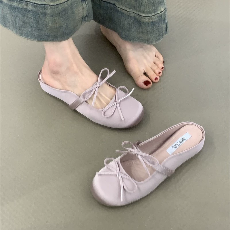 Summer slippers with bow, french style