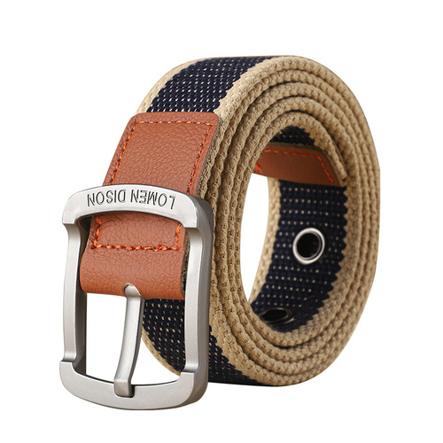 Men's and Women's Zipper Canvas Belt, Korean Style, Versatile Belt for Students, Youth, Military Training, Denim Work Pants with Added Thickness and Length