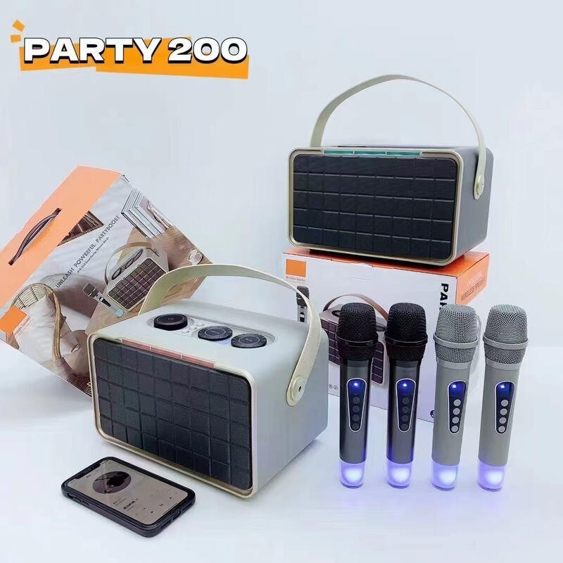 New PARTY 200 Bluetooth Speaker Portable Outdoor Wireless Dual Microphone Heavy Subwoofer RGB Audio