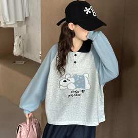 女童薄款卫衣春秋新款儿童韩版洋气休闲领女大童长袖上衣