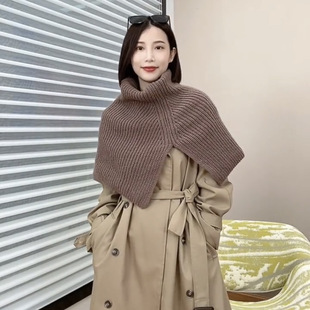 Scarf Women's Winter New Fashion Outer Wear Pullover Scarf Women's Solid Color Korean Style All-match Neck Set Wool Knitted Shawl