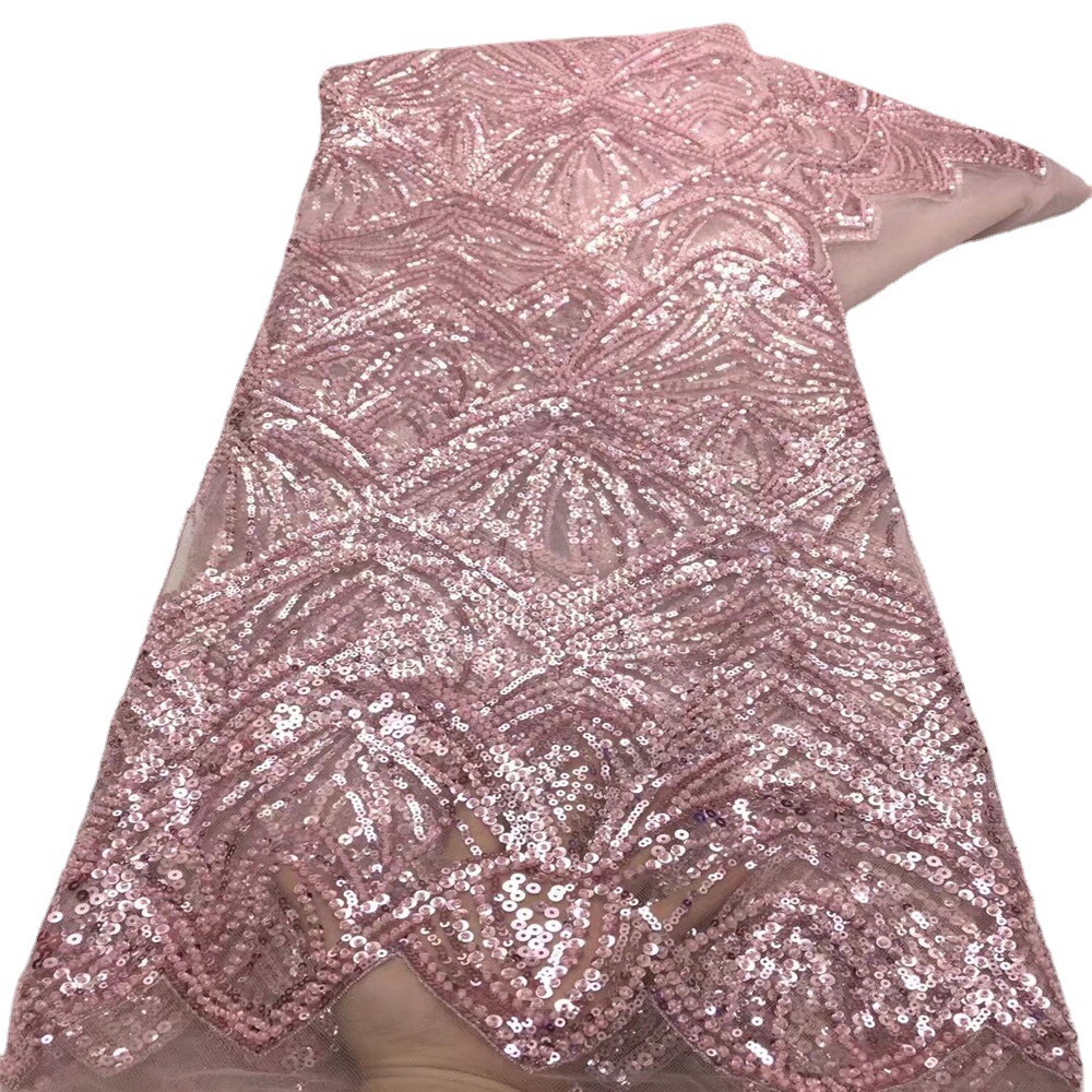 Nueva tela de encaje bordado multicolor industria pesada tubo de cuentas bordado DIY vestido de novia vestido de noche accesorios JX1979