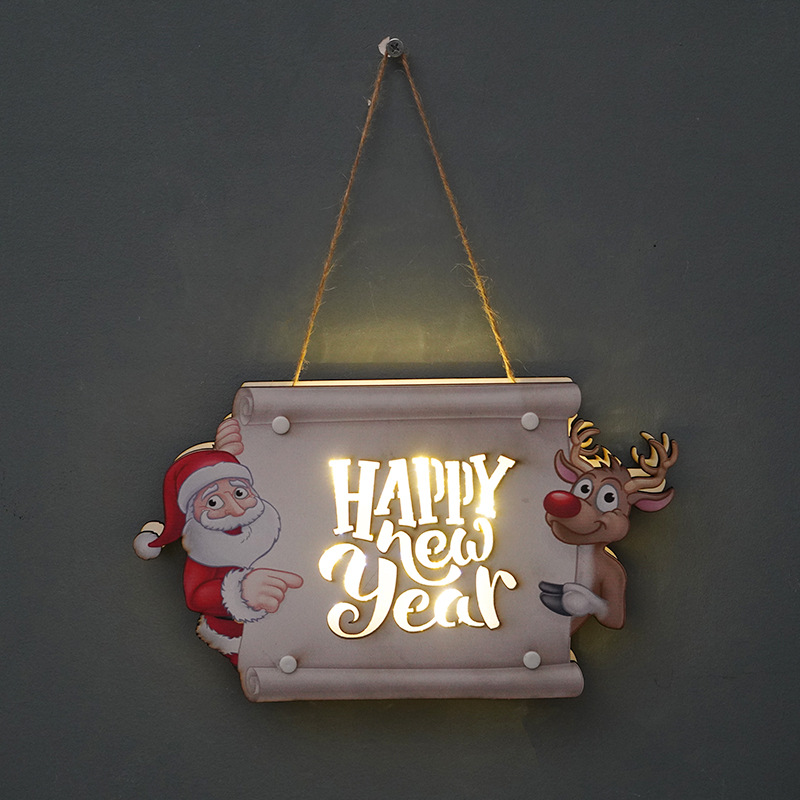 Transfronterizo nueva decoración de Navidad placa de la puerta LED luz fiesta FIESTA DE Año Nuevo suministros de vacaciones accesorios adornos de pared