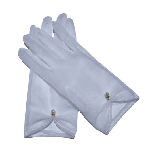 Wedding Bride Short Pearl Gloves Wedding Dress Korean Mesh Photography Travel Accessories 