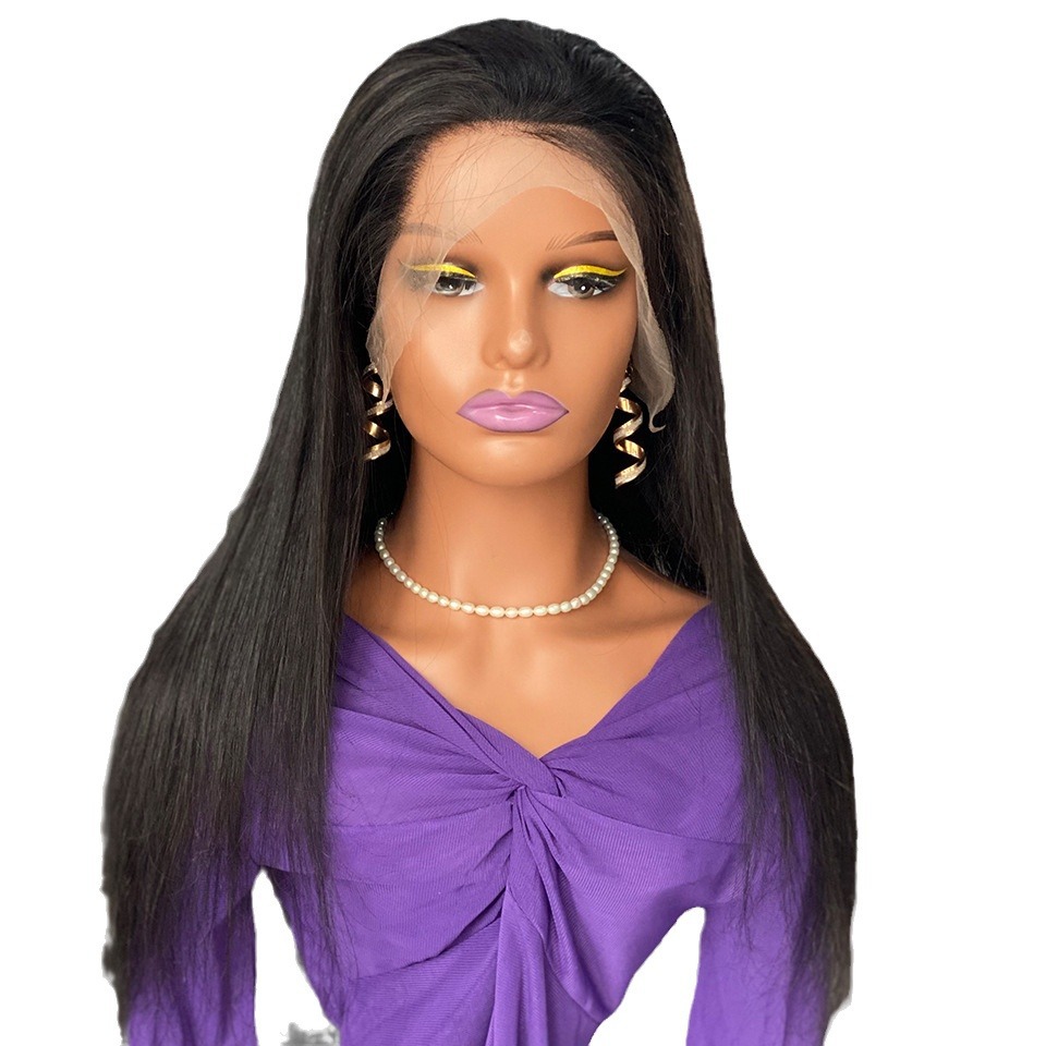 180 Dichte kleberlose Echthaarperücke mit vorderer Spitze, echte Perücke, Xuchang, Vollkopfbedeckung_voghion.com