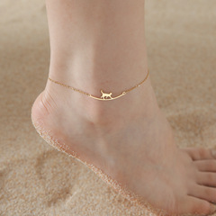 Hot selling cute walking cat women anklet stainless steel jewelry anklet fashion beach accessories wholesale