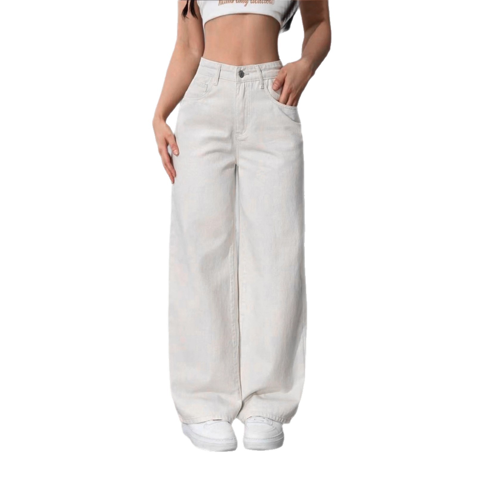 Women's Stretch Waist Straight Leg Denim Jeans - Comfortable Casual High-Rise Trousers For Everyday Wear_mkmklike.com