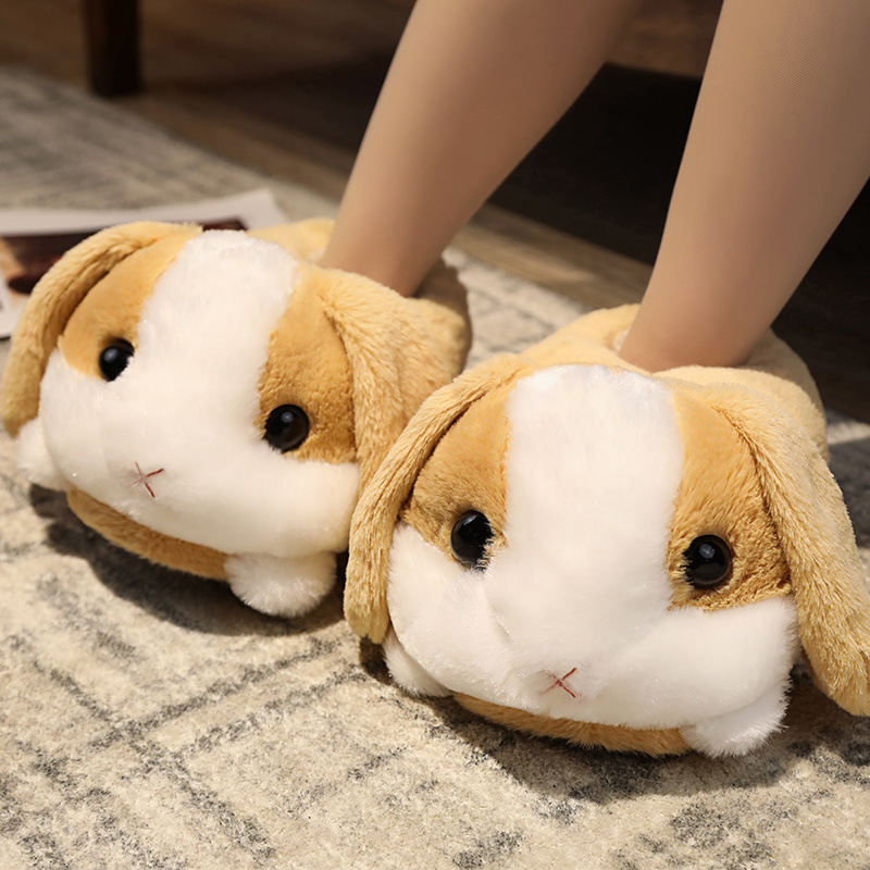 クロスボーダー漫画ウサギハムスターハスキーコットンスリッパ女性用秋と冬屋内ホームキツネレッサーパンダ靴男性用|undefined