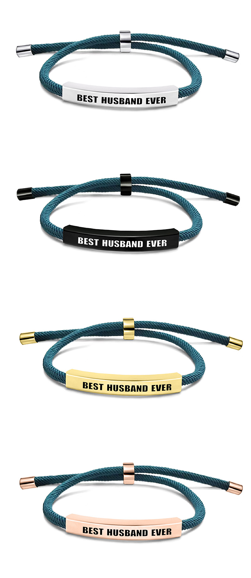 Letter Pattern Simple Style Letter 201 Stainless Steel Rope Woven Chain String Bracelets Wholesale