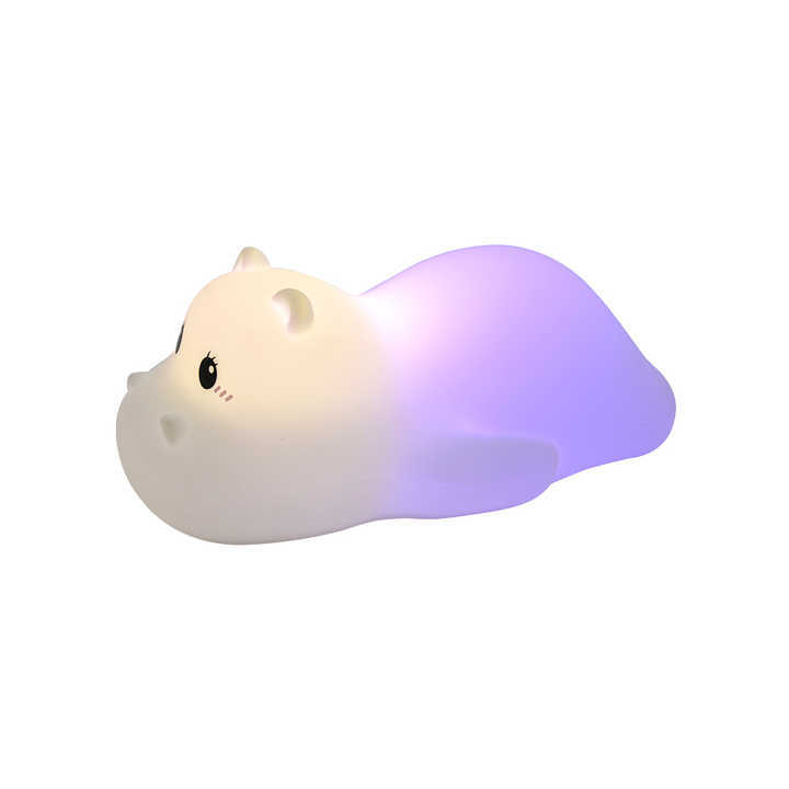 Transfronteriza nueva raqueta de hipopótamo Luz de silicona LED dormitorio luz de noche USB tiempo de carga luz del sueño Luz de La Noche