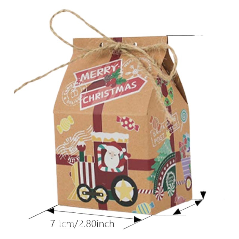 Nueva caja de dulces de Navidad caja de papel Kraft caja de dulces de Navidad pequeña casa caja de embalaje caja de dulces de Navidad en stock
