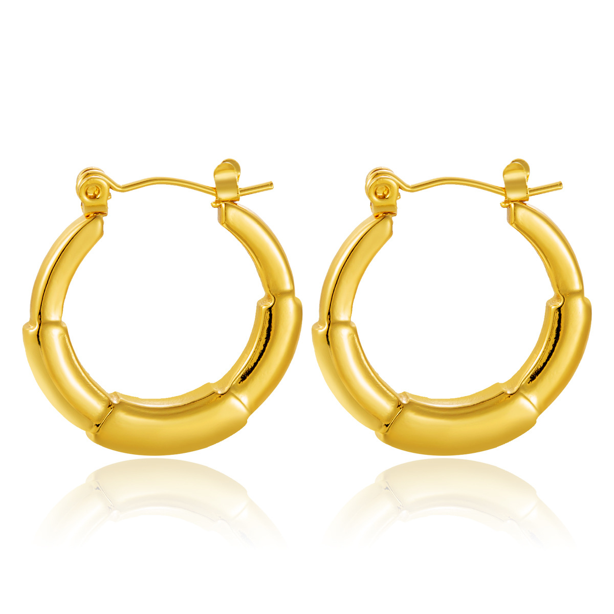 Pendientes ovalados sólidos de acero inoxidable brillante de lujo ligero chapado en oro real de 18K, acero de titanio, nuevos pendientes para mujer, pendientes brillantes