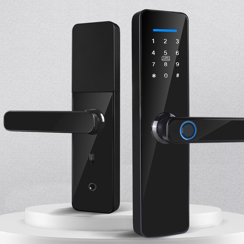 S811热销一握室内门锁涂鸦tuya通通app控制带指纹密码卡片智能锁