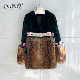 海宁貂皮大衣进口天鹅绒水貂V领撞色工艺款皮草整貂水貂外套女