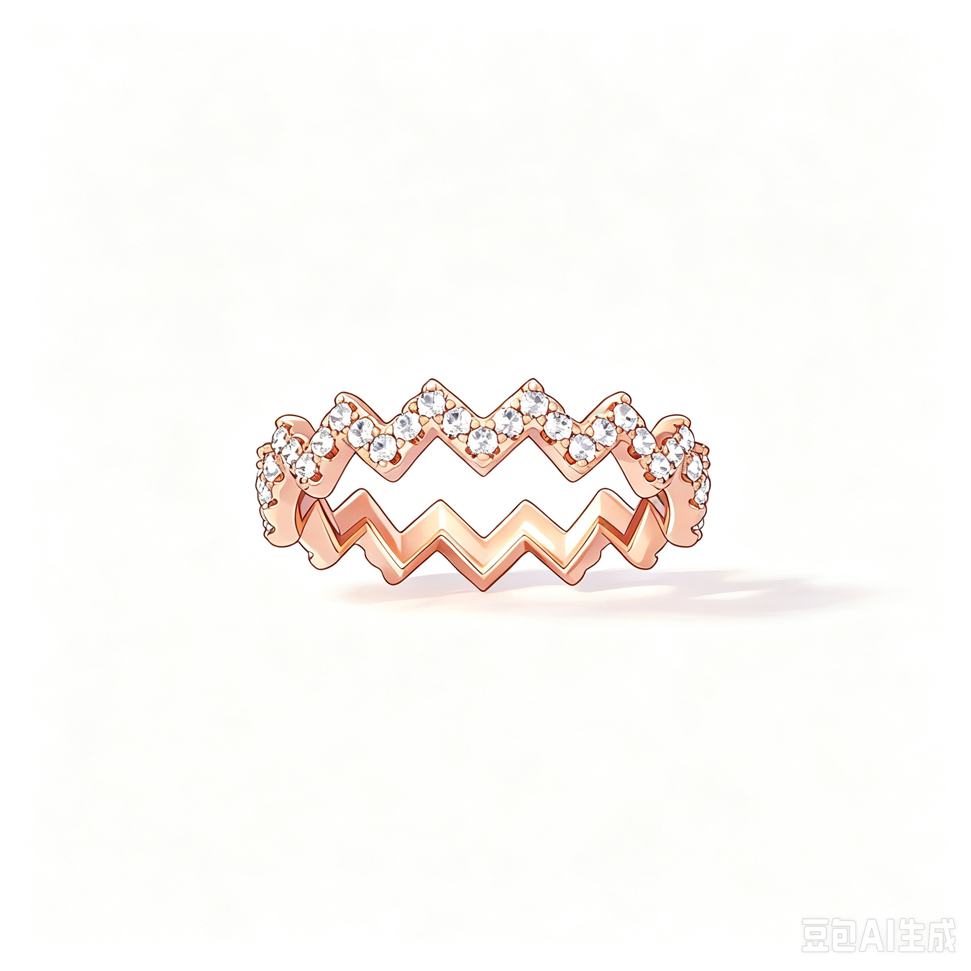 Wavy golden ring, pink gold