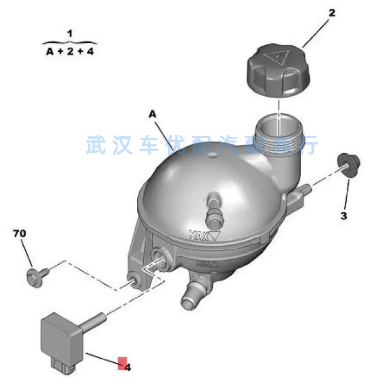 1323JC/130381 is suitable for the auxiliary coolant reservoir of the Peugeot 308CC and Citroën C4LDS4 engines