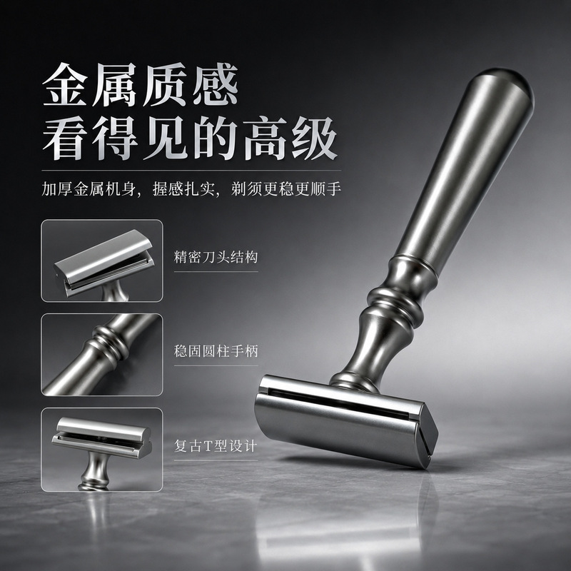 Manual Razor for Men, Adjustable Sharpness, Washable, Classic Shaving Razor, Safe Double-Sided Blade Holder